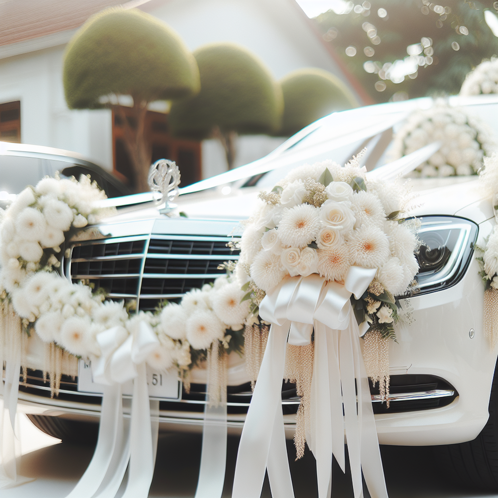 Dekoracje samochodów ślubnych